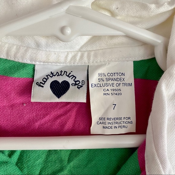 Hartstrings Girl’s Pink & Green Striped Shirt 7 - Picture 3 of 4